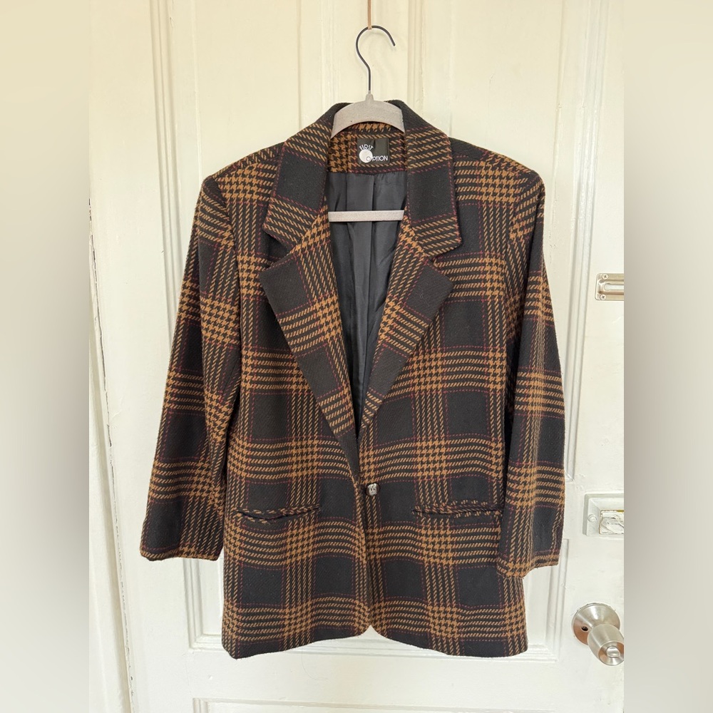 Vintage Plaid Women's Blazer Jacket